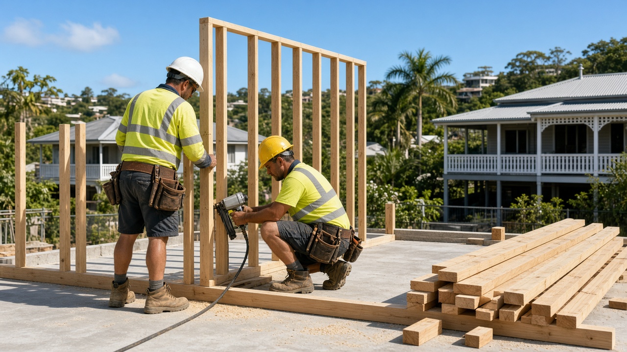 Carpentry labour hire Brisbane carpenters framing a house 2026
