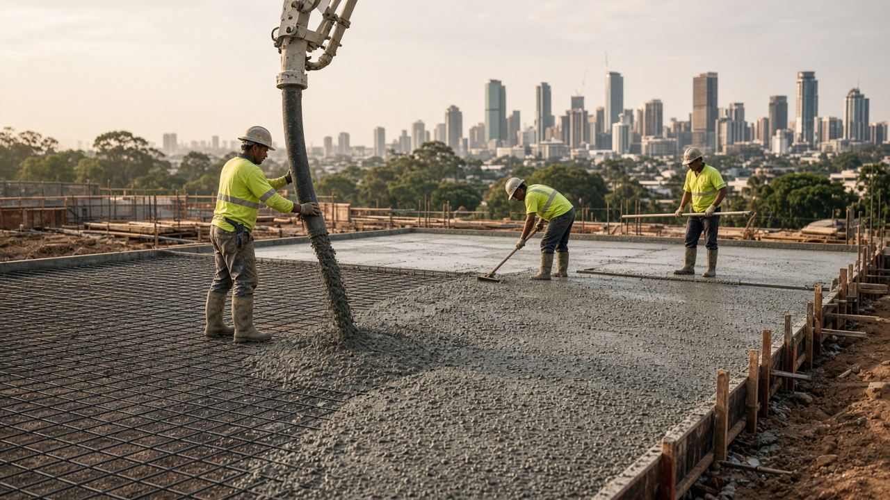 Concreting labour hire Brisbane crew pouring a slab 2026
