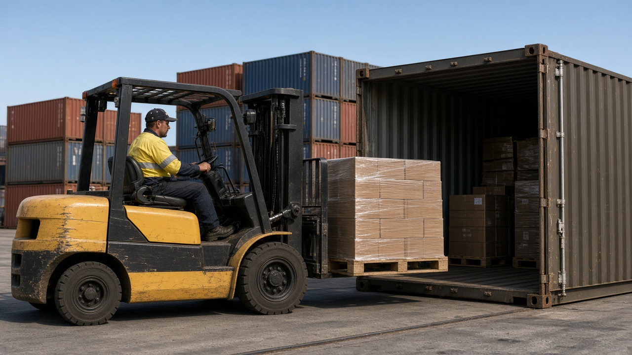 Forklift drivers Adelaide operator unloading a shipping container 2026