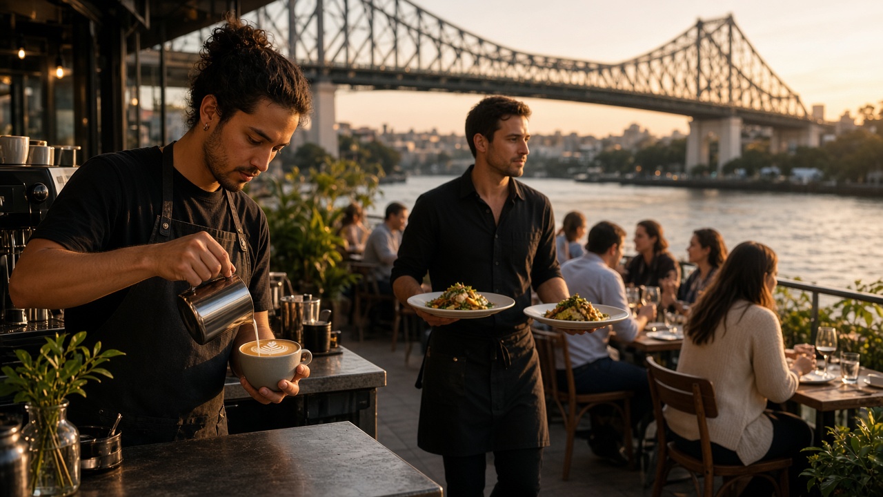Hospitality labour hire Brisbane barista and waiter by the river 2026
